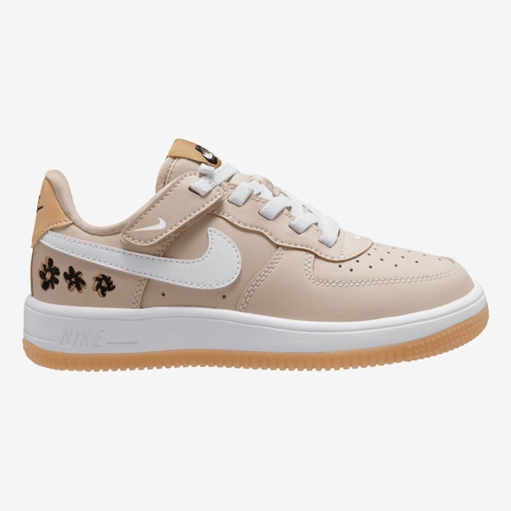 Nike Air Force 1 Kids Beige Tan Sneakers Velcro Strap Size 11c